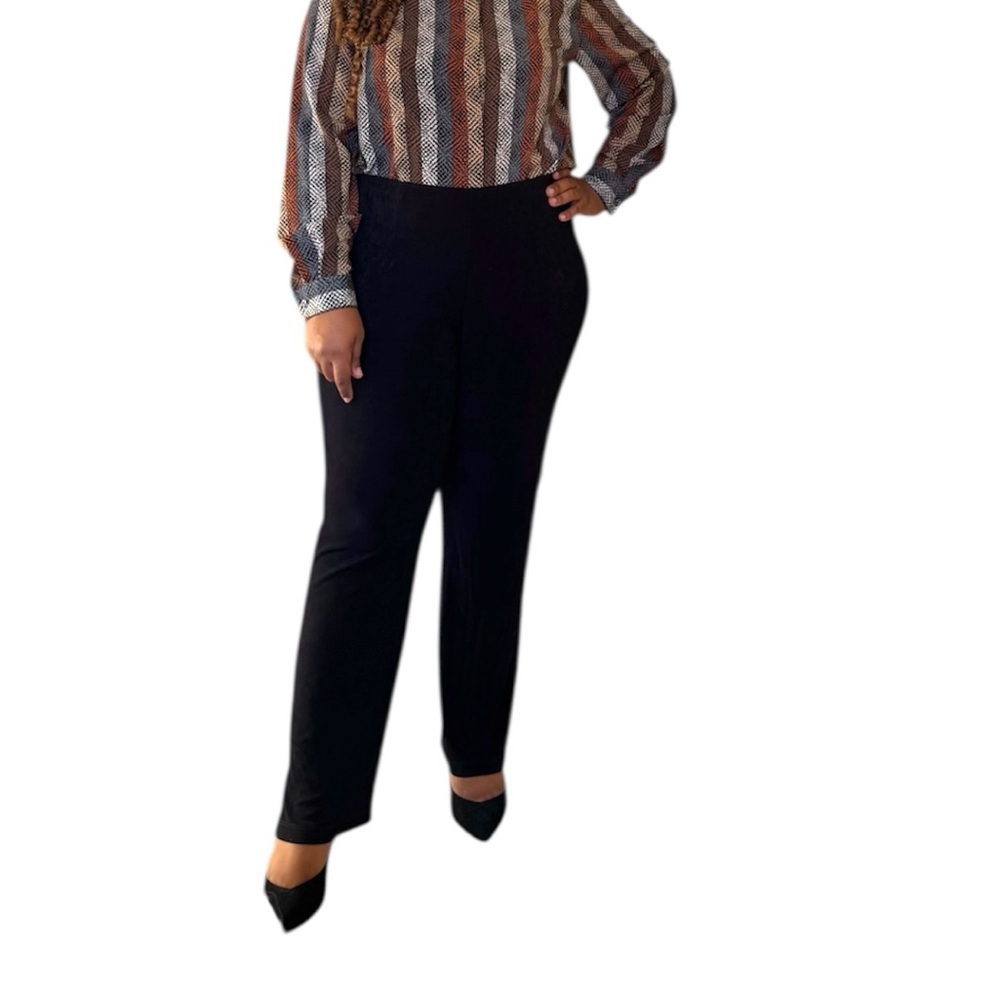Chico's Travelers Pants Size 3 High Waist Slinky Straight Leg Pull On Leisure